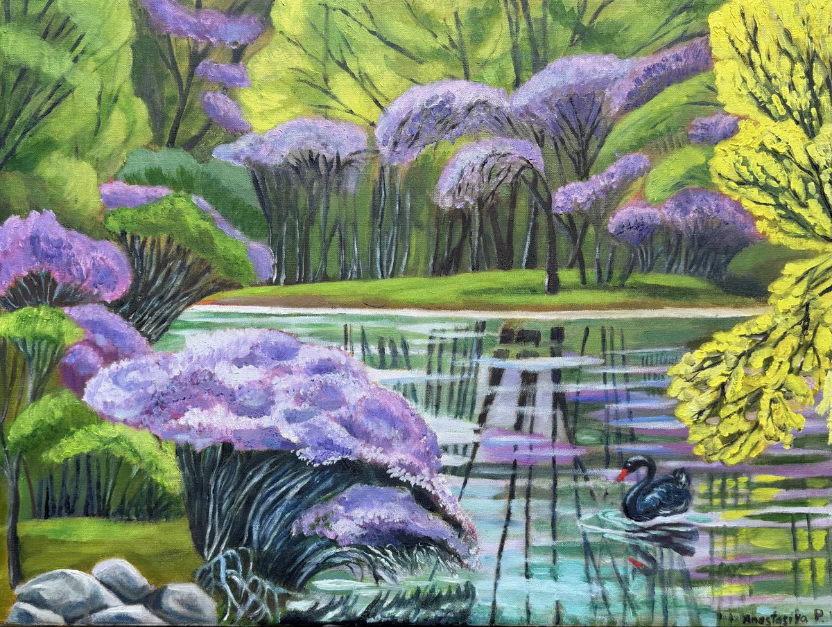 An_Pogor's tweet photo. My painting “Black Swan”, oil on canvas and on a plastic board, 18x24 inches, 2026. https://t.co/QXwBsy8XTI