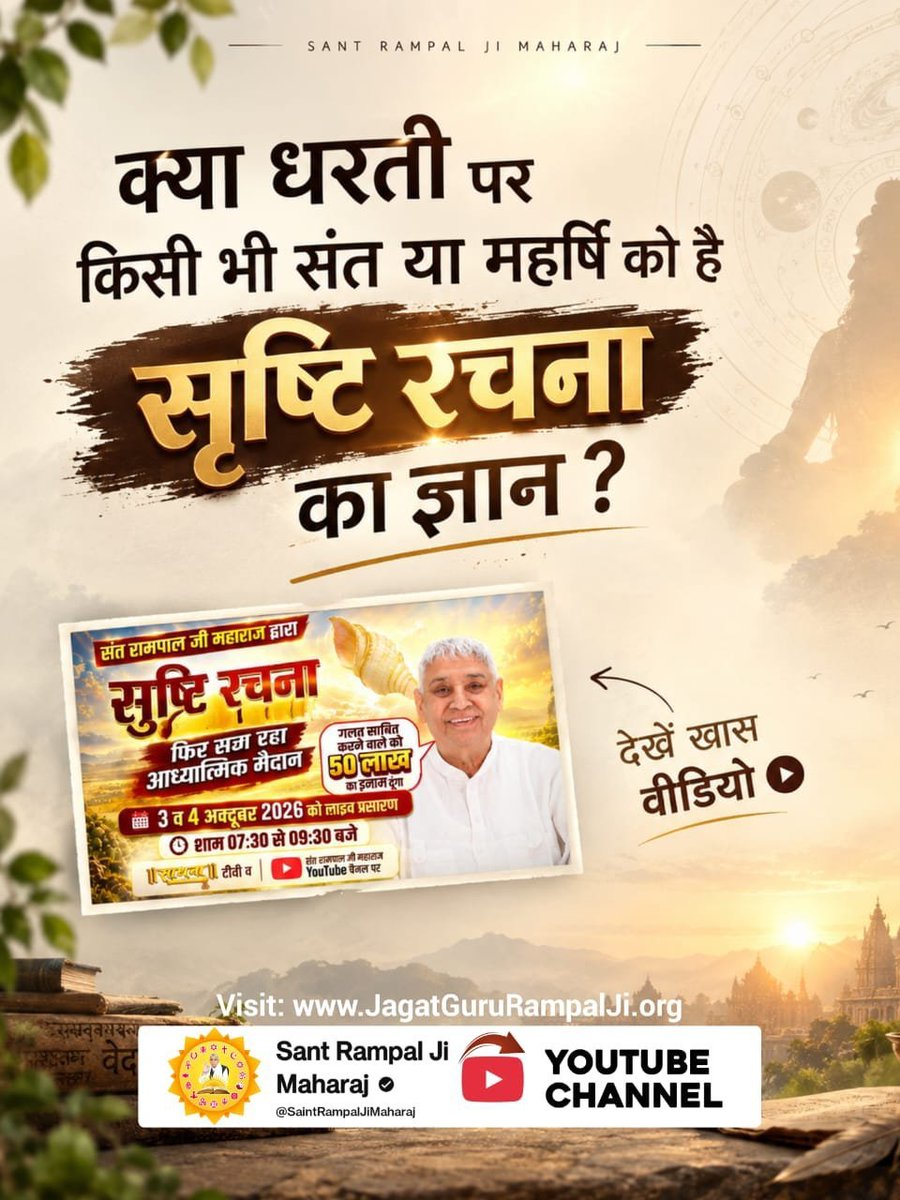 POONAMDASSI10's tweet photo. #OpenChallengeBy_SantRampalJi
क्या धरती पर किसी भी संत या महर्षि को है
सृष्टि रचना का ज्ञान ?
शास्त्रार्थ का शंखनाद https://t.co/3nlUG8S9bk