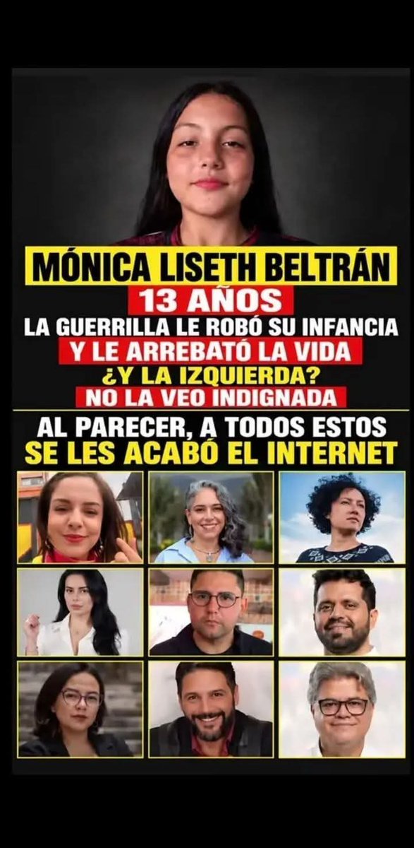 IngAdri_666's tweet photo. Esta es una de los 3 niños que las FARC asesinó por no querer pertenecer a ese grupo criminal. Ni Petro, ni Cepeda, ni Bolívar, ni Juvinao, ni Jennifer Pedraza, ni Alejandra Omaña,ni Carrascal… ninguno alzó la voz. Solo usan los muertos cuando les sirve a ellos. Qué hipocresía. https://t.co/TUzFVJRsyv