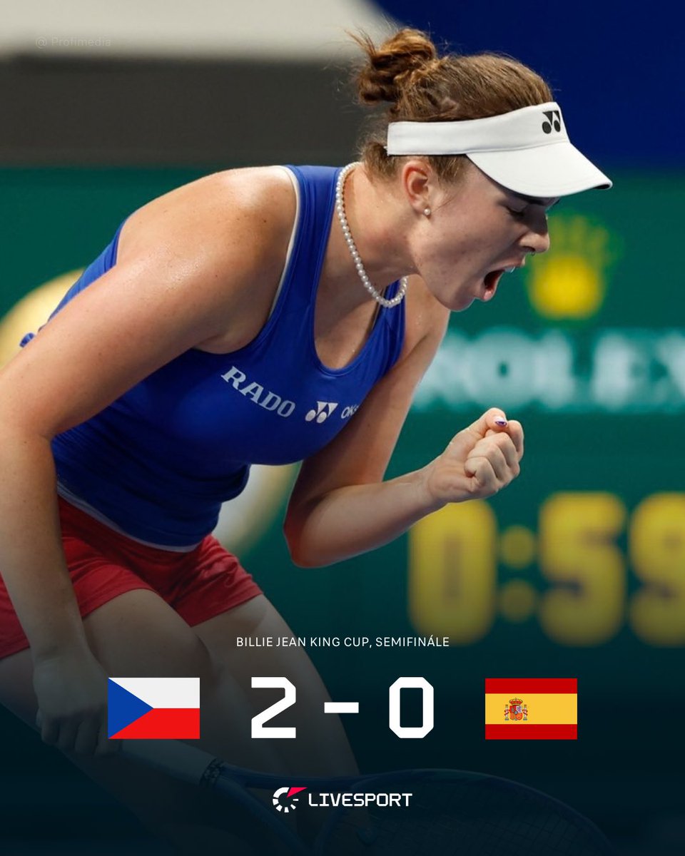 LivesportCZ's tweet photo. 🎾 https://t.co/p7pJg53ezA 📲 Linda Nosková porazila Cristinu Bucsaovou 7:6 a 6:2 a poslala český tým do finále Billie Jean King Cupu. 🇨🇿🥳 Gratulujeme moc! 👏 https://t.co/JF28i65P6R