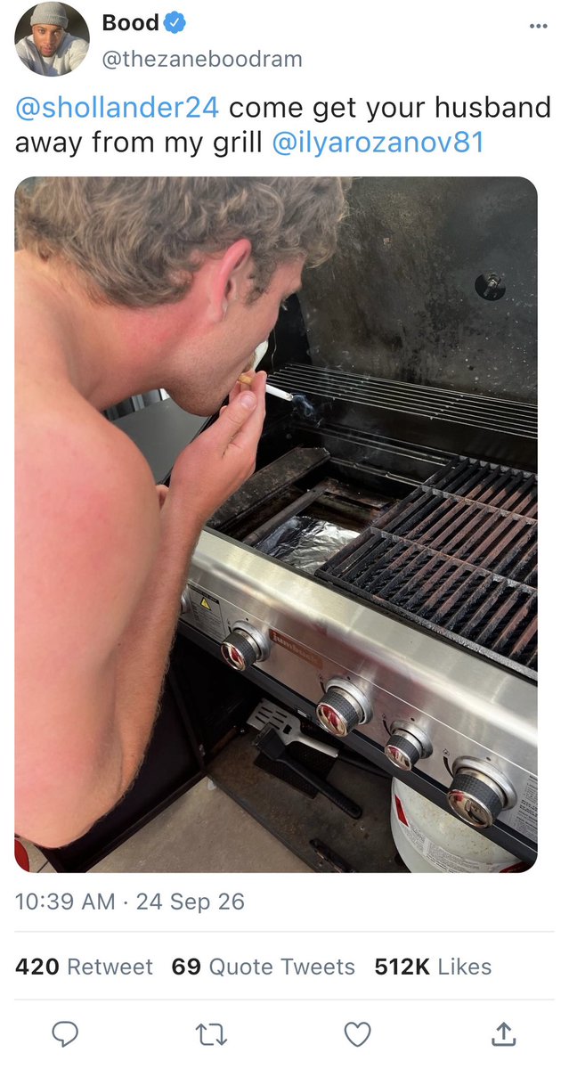 mickeysmyheart's tweet photo. #hollanov one tweet smau where bood outs ilya for smoking a cigarette while over at his house for bbq and beers. the cens chime in. https://t.co/XNfec17mAV
