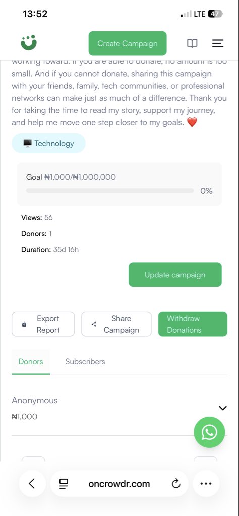nene_codes's tweet photo. Not me just getting a notification that someone donated to my campaign this afternoon 😭😭. I can’t describe the joy I feel right now, I have almost given up on posting but this really revived me 🥹.

Here is the campaign link if you’re moved to donate🙏

https://t.co/RXrIJz6OtS https://t.co/JUJGR74UHd