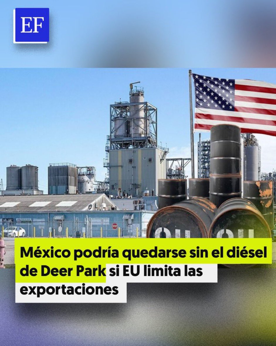 mario_dico50's tweet photo. 🔴 MALAS NOTICIAS : Si los EUA limitan las exportaciones de Diésel , nos quedaríamos sin el combustible de Deer Park ! https://t.co/jbfOTMFNht