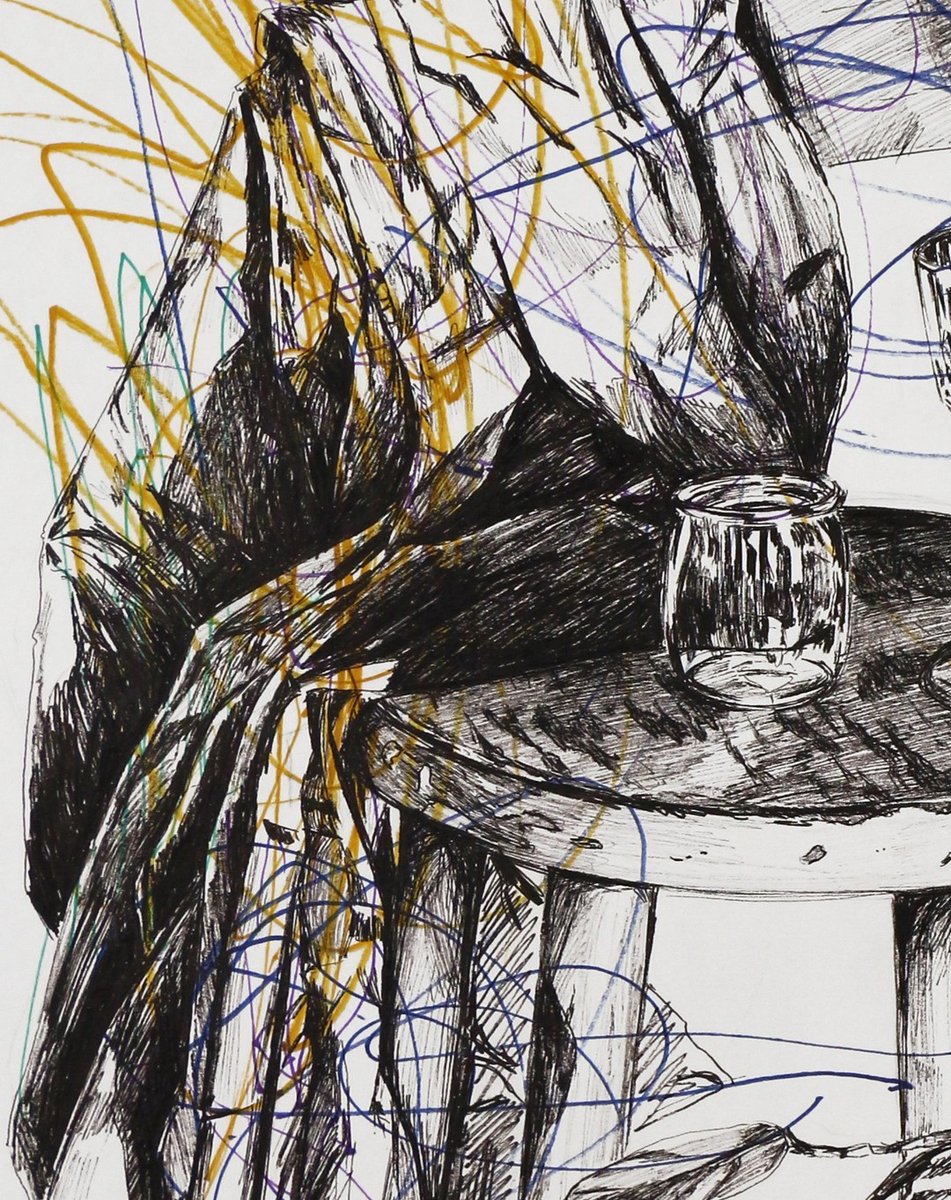 BretMenoni's tweet photo. Premier dessin en duo avec mon fils, Marin. J’ai envie de parler de la maternité : un salon envahi de jouets, de blagues absurdes et d’une tendresse vertigineuse. Sans titre, feutres sur papier, 50 × 70 cm, 2024. https://t.co/IwMqHB7rrW