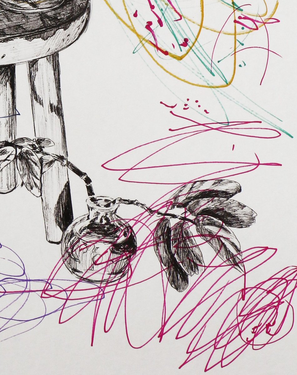 BretMenoni's tweet photo. Premier dessin en duo avec mon fils, Marin. J’ai envie de parler de la maternité : un salon envahi de jouets, de blagues absurdes et d’une tendresse vertigineuse. Sans titre, feutres sur papier, 50 × 70 cm, 2024. https://t.co/IwMqHB7rrW