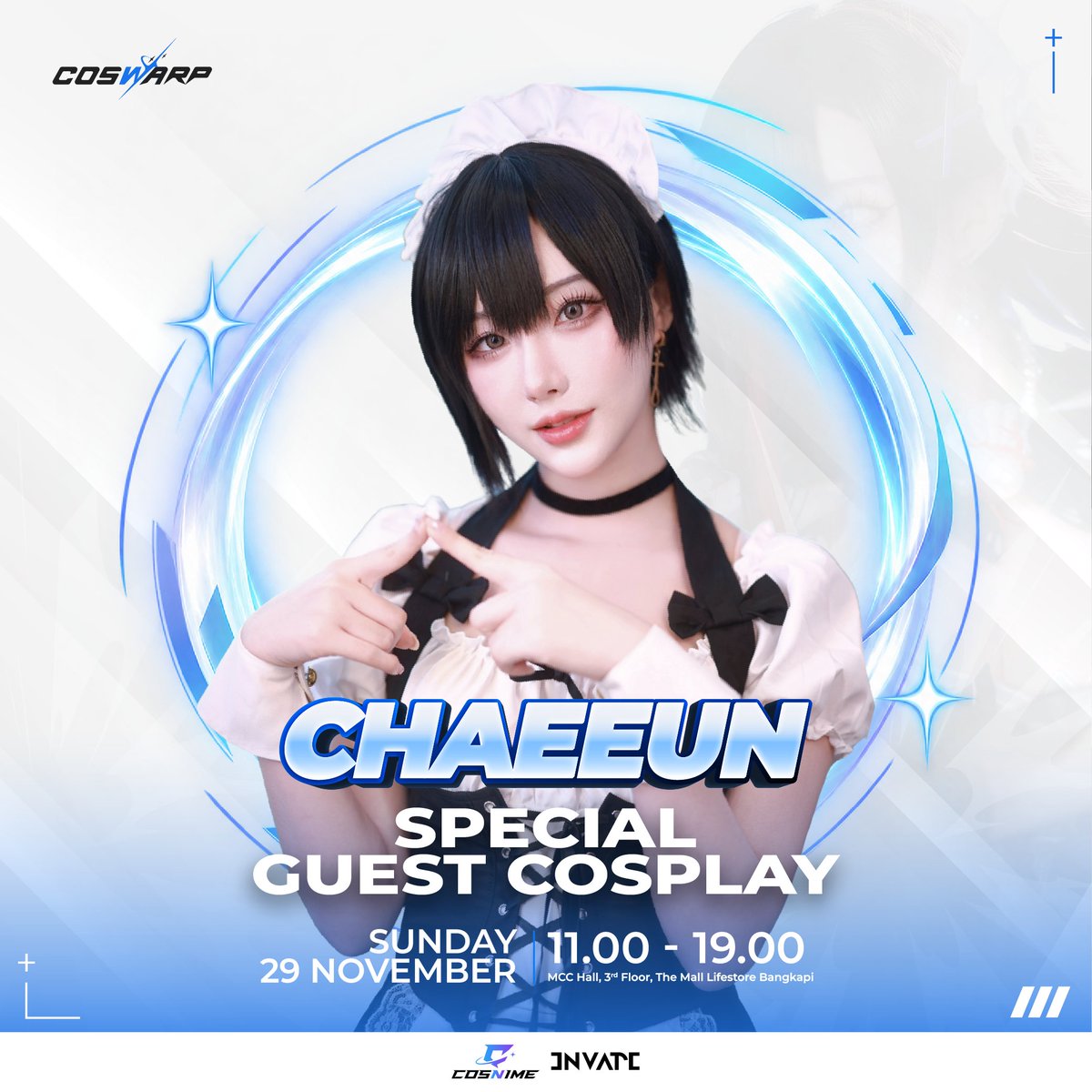 Coswarp's tweet photo. ⚡ GUEST WARPING IN !!
Cosplayer คนโปรดของคุณ
กำลังจะมาปรากฏตัวในโลกจริงที่ COSWARP 👀
เตรียมพบกับ Chaeeun ที่จะมาร่วมสร้างสีสั�� เติมเต็มบรรยากาศในพื้นที่ของ COSWARP

🎮 COSPLAY × GAMING × COMMUNITY
📅 29 NOV 2026
📍 MCC HALL, THE MALL LIFESTORE BANGKAPI
#COSWARP #Gaming #Cosplay https://t.co/NhRgXuoPlM