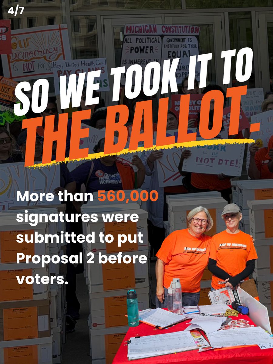 MichiganMOP's tweet photo. The bills stalled. So more than 560,000 signatures put Proposal 2 on the ballot. Now the power to get money out of politics is in our hands. Swipe to see what #Proposal2 would change. Read the proposal. Know your power. Vote YES on Proposal 2. #MMOP #YesOn2 #MoneyOutOfPolitics https://t.co/620H6Fu3rW