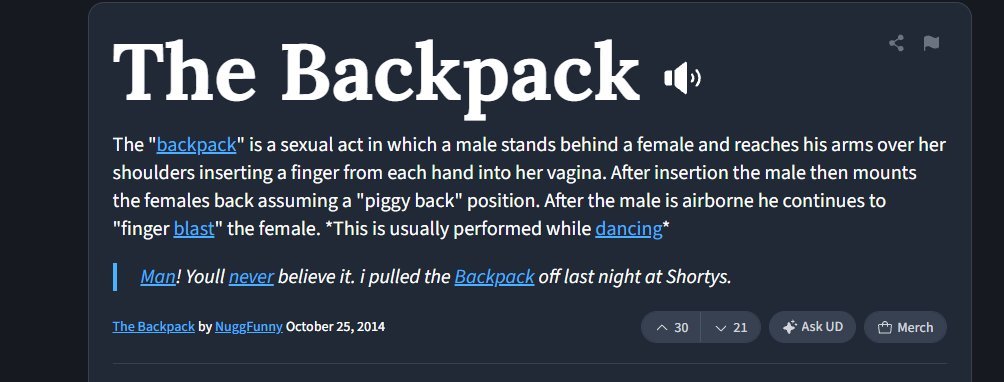 NokWhile's tweet photo. FOUND SOMETHING GENNY 

Stop sending reused fucking memes 

"Backpack" in sexual terms literally means and i kid you not 

"After insertion the male then mounts the females back assuming a "piggy back" position. After the male is airborne he continues to "finger blast" the female."

LMAOOOO

:https://t.co/0dQTIl3N96

Legit the testicle/titcoin of backpack