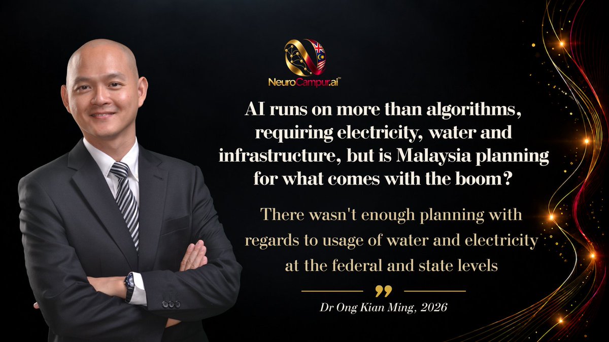 NeuroCampur's tweet photo. AI may run on algorithms, but the infrastructure behind it runs on very real resources.

As Malaysia’s compute ambitions grow, so do the demands on electricity, water and infrastructure.

Cognitive Sovereignty: The Series | Episode 6 https://t.co/sDFnMTpD2n