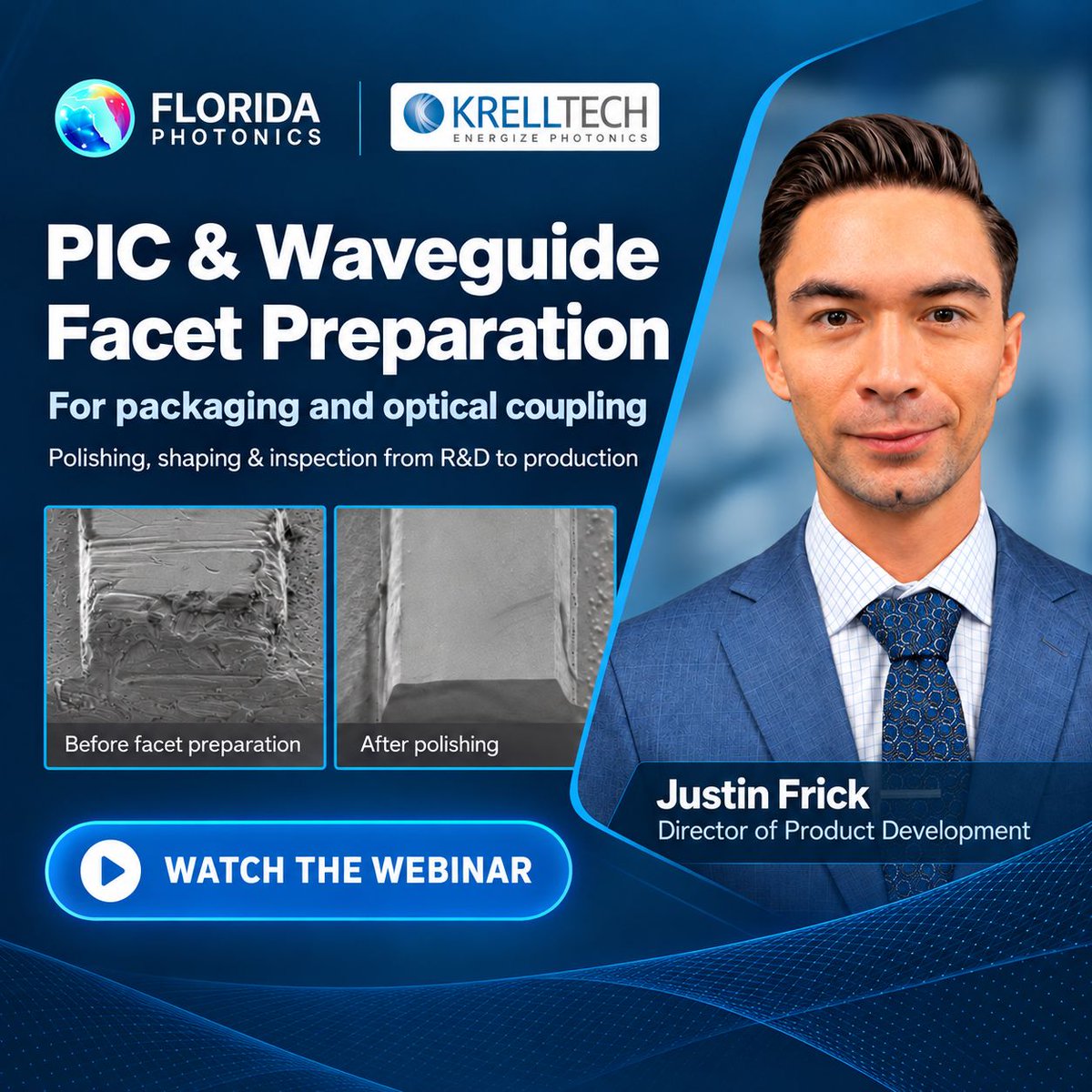 KrellTech's tweet photo. Facet preparation can have a major impact on optical performance, coupling efficiency, and process repeatability. https://t.co/FisQCgvDVx