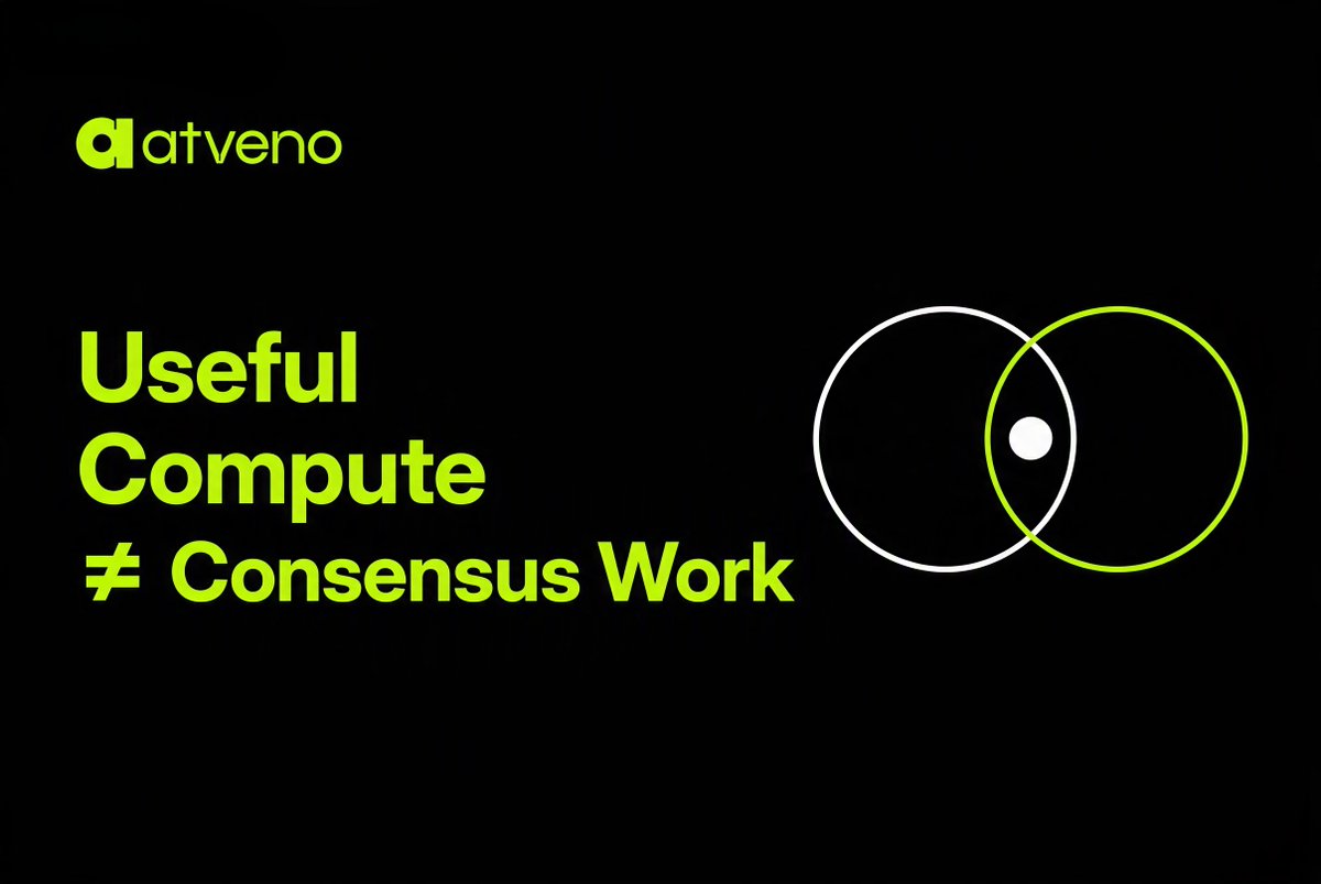 atveno_labs's tweet photo. Useful Compute ≠ Consensus Work
Useful compute creates value.
Consensus work carries protocol responsibility.
They can overlap.
They are not the same thing.
#Atveno #PoWMining #AI #AINetworks https://t.co/PrhoqeSpKB