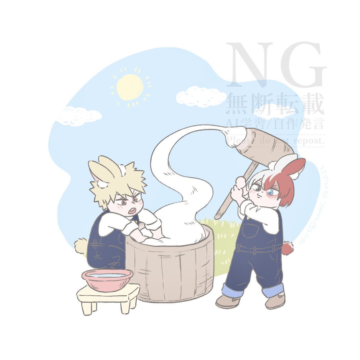 honey_sketch21's tweet photo. のどかな森で暮らす🐰な爆轟🌳の
お月見🌾🌕(再掲) https://t.co/MP60LS37xn