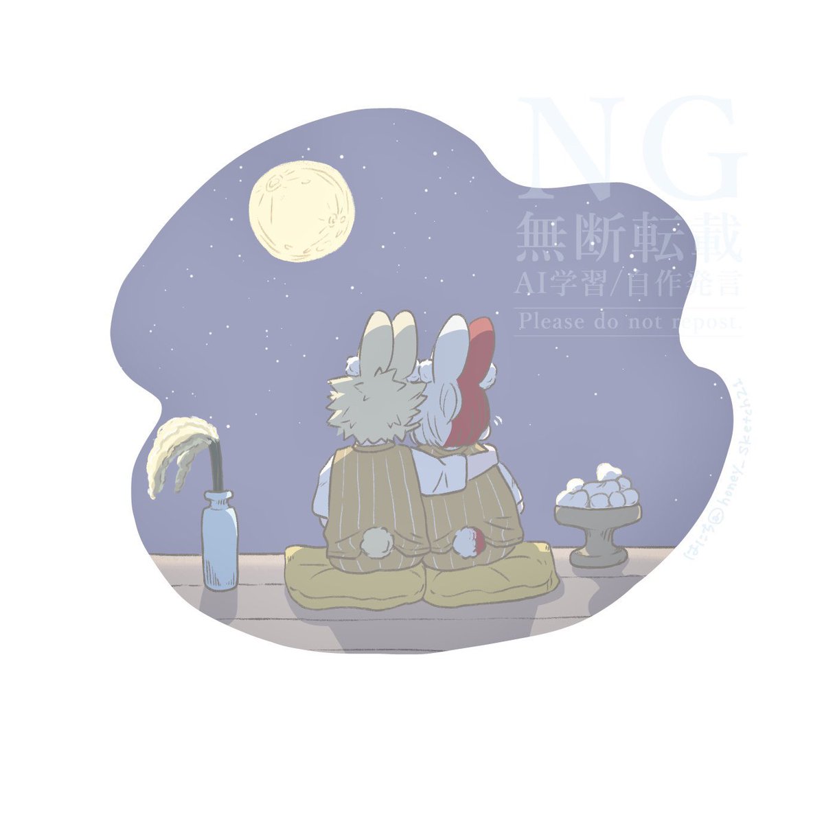 honey_sketch21's tweet photo. のどかな森で暮らす🐰な爆轟🌳の
お月見🌾🌕(再掲) https://t.co/MP60LS37xn