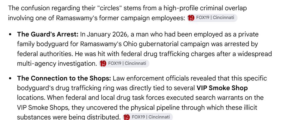 AgroNationalism's tweet photo. Turns out one of Viveks private family bodyguards was helping Indian vape shops run drugs in Ohio. https://t.co/Eq0mn8maYP