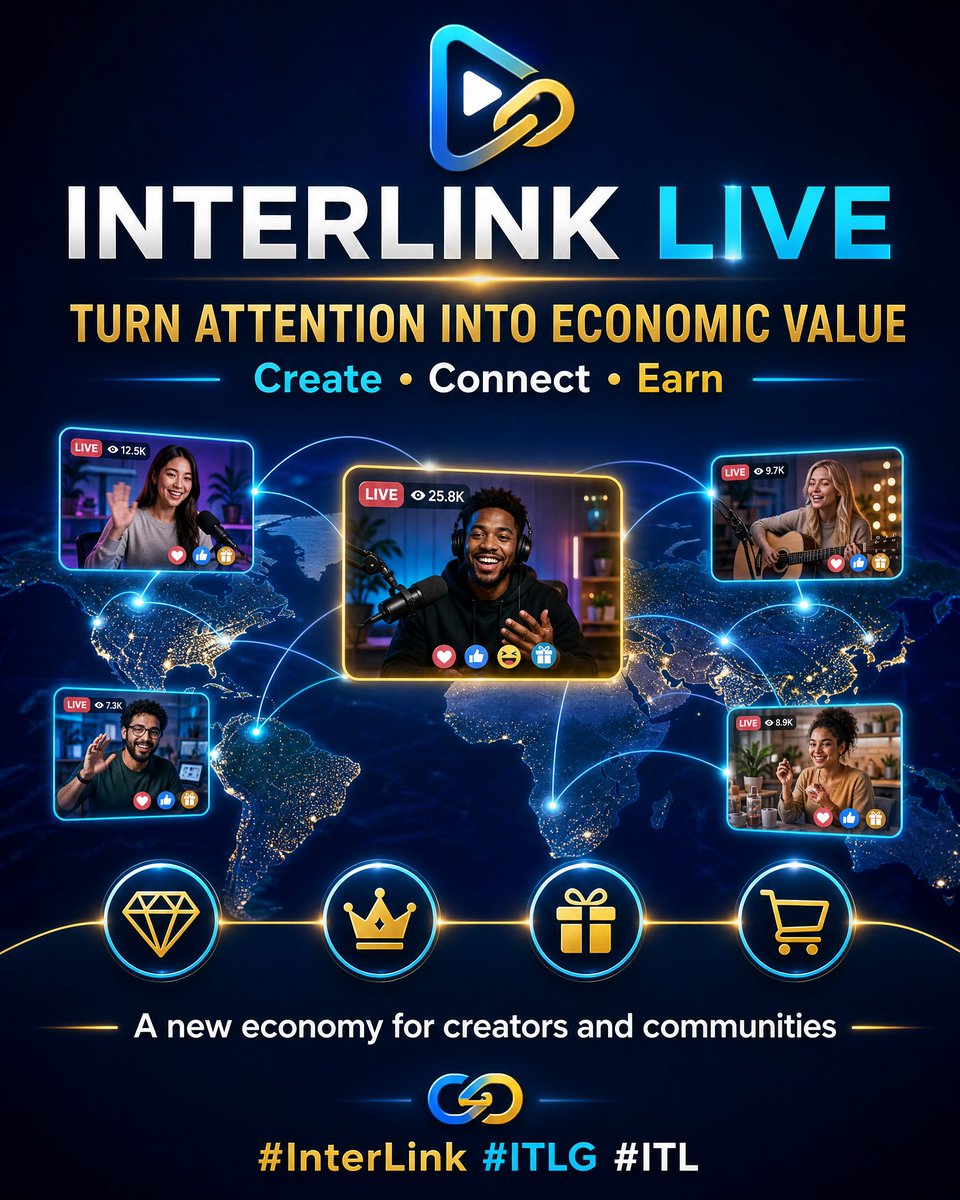 UzuKhali's tweet photo. Turn Attention Into Value
Description: Creators and communities can connect across borders through InterLink Live, transforming attention, premium content, subscriptions, and commerce into economic value.
Hashtags: #InterLink #ITLG #ITL https://t.co/aKT8gz8lfk