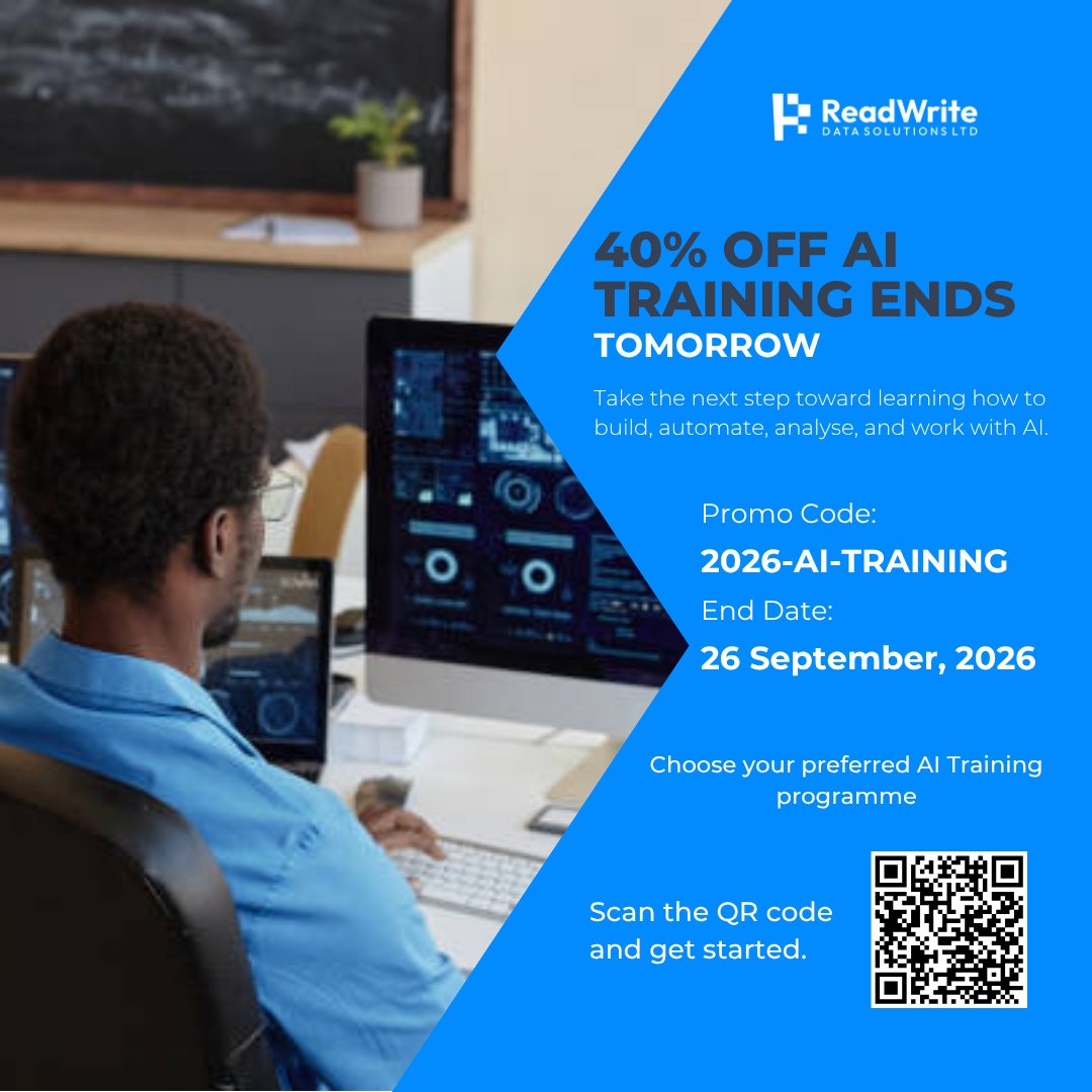 ReadWriteDS's tweet photo. The promo ends tomorrow! 

Don’t be a spectator. Explore how AI Agents can transform your field. 

Use the promo code for 40% off and scan the QR code to enroll in your preferred cohort.

See you in class! https://t.co/YGVK3jikqz