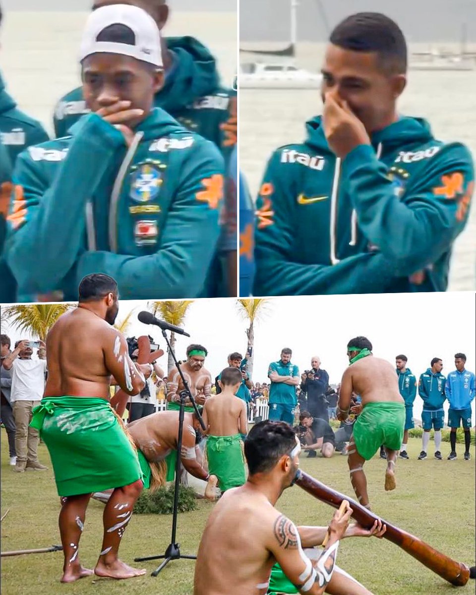 GiveMeSport's tweet photo. Brazil players are facing backlash after they were seen laughing during the traditional Indigenous welcome held for them in Australia 😳🇧🇷 https://t.co/l5MdV0pDu5