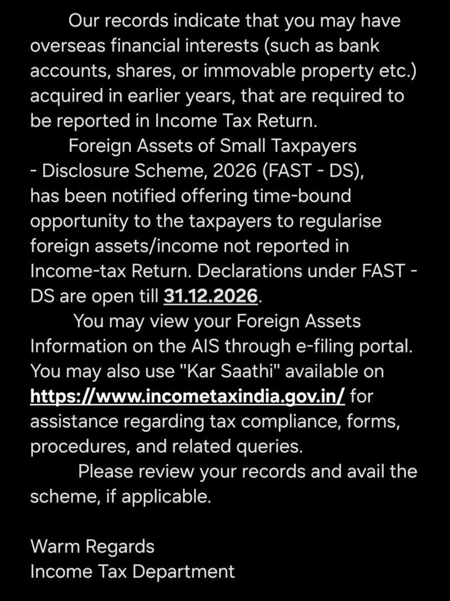 UDXTrades's tweet photo. Just got this msg from Income tax this govt want to squeeze every penny frm small taxpayers and want 1 lakh extortion tax. 

this new shitshow will make even most experienced CA scratch their heads and need to dig old bank statement tradebook even if u bought 1$ worth of US stock https://t.co/C0Psv76dYE