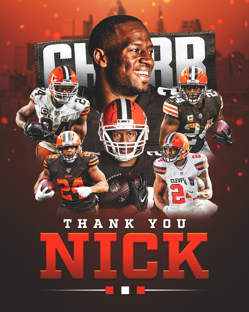 Browns's tweet photo. One of the best to ever do it comes home 🧡

We’re proud to announce Nick Chubb will sign a 1-day contract to retire as a Cleveland Brown! https://t.co/ShaQnHys5Z