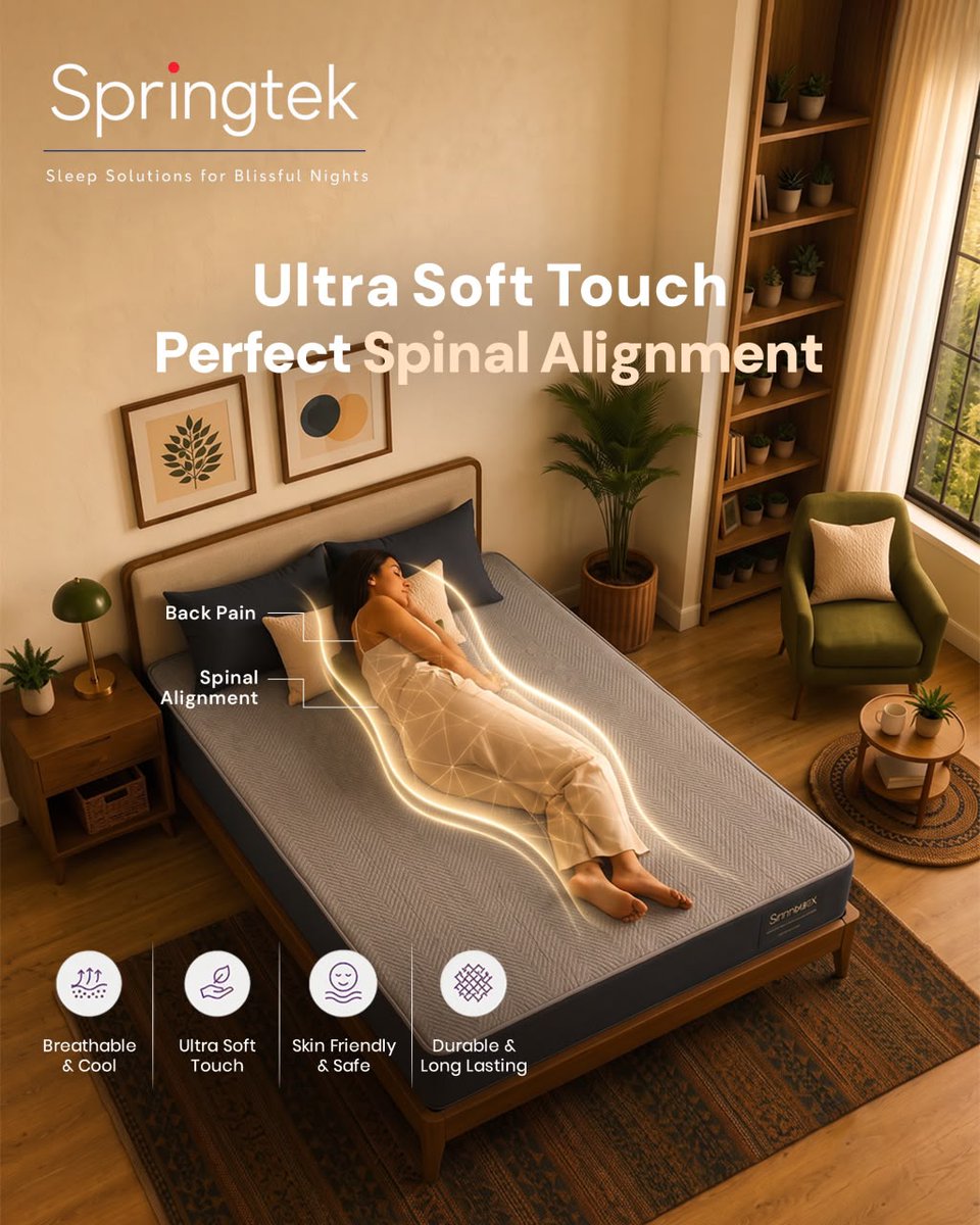 SpringtekM's tweet photo. Ultra-Soft Comfort. Better-Aligned Sleep. ✨

A good night’s sleep starts with the right support.

Springtek is designed to offer an ultra-soft touch, supportive comfort and a sleep surface that helps you rest comfortably through the night. https://t.co/jClSs4TJld