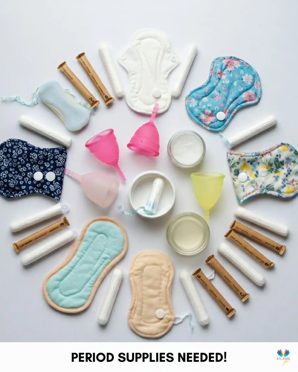 AtlantaGlow's tweet photo. Period Supplies Needed: Atlanta GLOW accepts product donations year round to help us maintain a steady inventory of menstrual and hygiene products for individuals in need. If you would like to contribute, please shop our Amazon Charity List to support (https://t.co/cpxvLHXdC9). https://t.co/KF1wSzH0WO