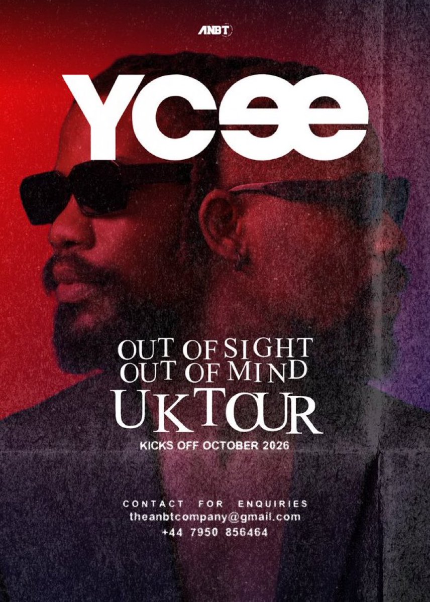 theanbtcompany's tweet photo. OUT OF SIGHT/OUT OF MIND TOUR 2026
@iam_YCee
Dates and Cities will be announced soon!!
For enquiries contact:
+44 7950 856464
theanbtcompany@gmail.com
#YCee #ANBT https://t.co/EydzDE77VB