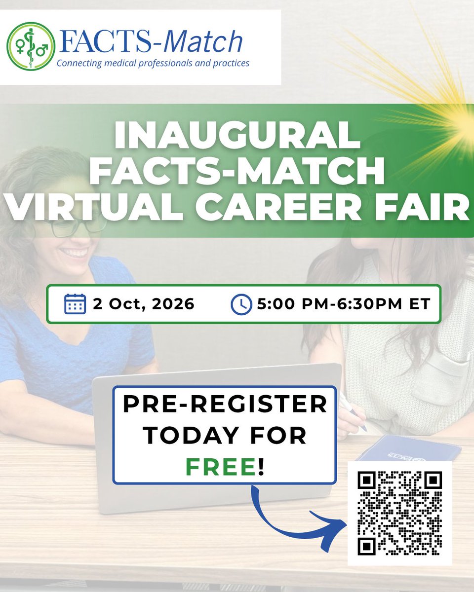 FACTS_Fertility's tweet photo. If you haven't already, register now for our FREE virtual FACTS-Match Career Fair on Oct 2nd!
Check out the link below for more information about this event and to register:
https://t.co/Suds9DJEsw
#FACTSaboutFertility #justthefacts #FABMs #medicaleducation #fertilityawareness https://t.co/BTifgIdond