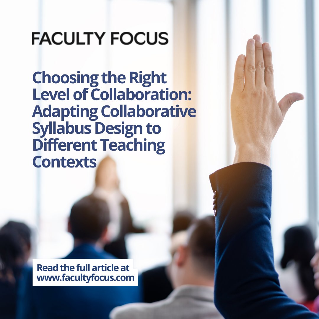 facultyfocus's tweet photo. A syllabus doesn’t have to be a one-way document. Collaborative syllabus design can give students a voice, strengthen engagement, and create a stronger learning partnership.

📖 Read the whole article: https://t.co/TUqjDtiZxo https://t.co/YMDmDVAJjh