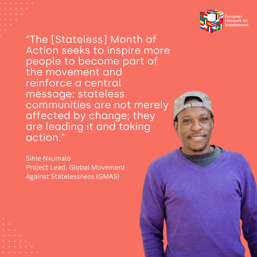 ENStatelessness's tweet photo. We caught up with Sihle Nxumalo, Project Lead at @NOstatelessness to hear all about the upcoming Stateless Month of Action in October 2026.

🔗 Read more: https://t.co/XNJR0ONQim 

#Statelessness #StatelessMonthOfAction https://t.co/ZVWGpFI42U