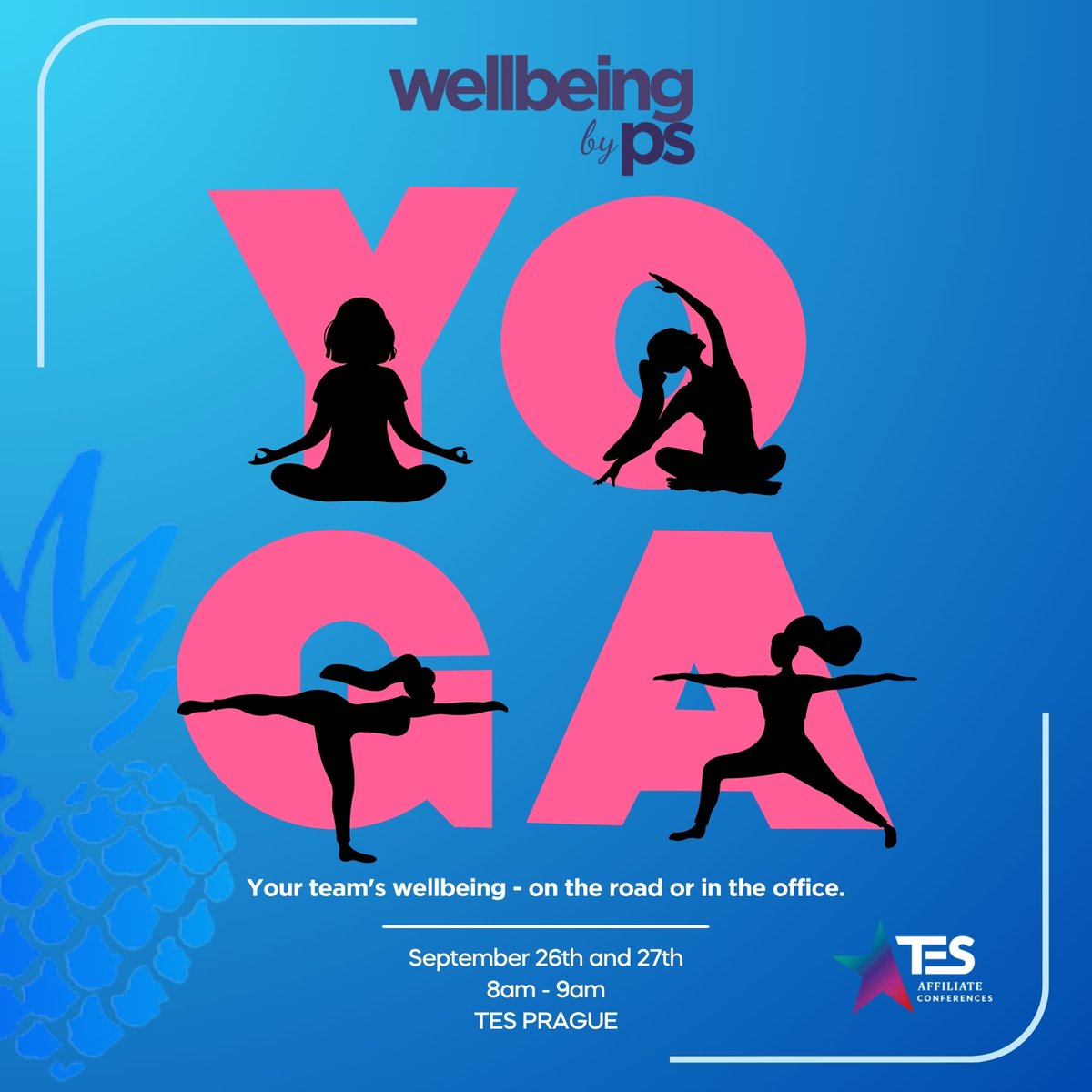 PineappleYSW's tweet photo. Starting your morning off right at TES Prague 🧘 Come join us tomorrow morning for yoga with Natalie from our Pineapple Support team, 8-9AM, open to all experience levels!

A gentle, grounded way to start the day before hitting the conference floor ☀️

@TheEuroSummit https://t.co/8VJTNm7BVc