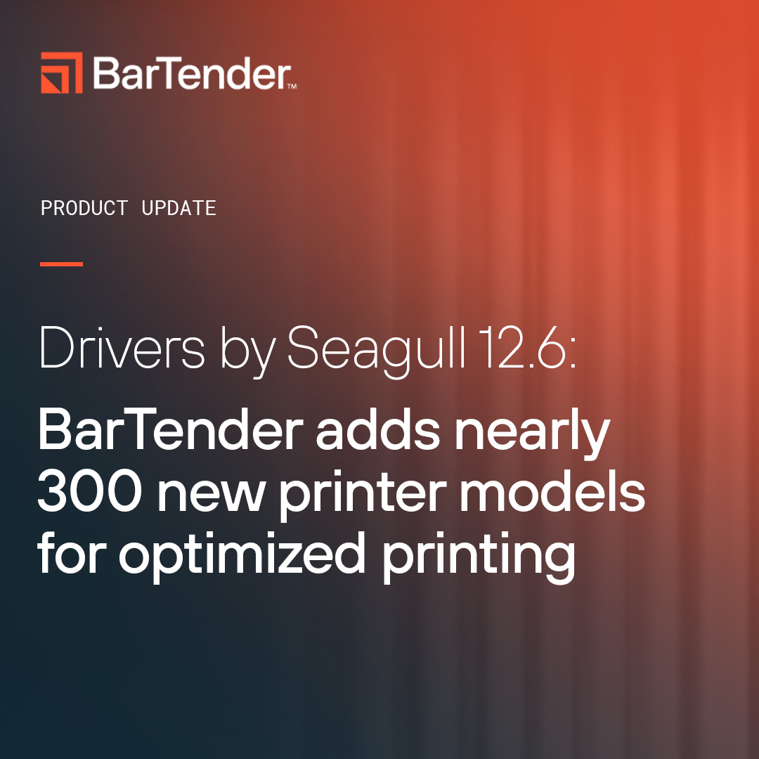 BarTenderTech's tweet photo. Drivers by Seagull Version 12.6 adds nearly 300 new printer drivers, expanding support across our library of more than 10,000 drivers.

Learn what's new: https://t.co/4zRTUgJV96.

#DriversBySeagull #LabelPrinting https://t.co/d4ogC0ZlrI