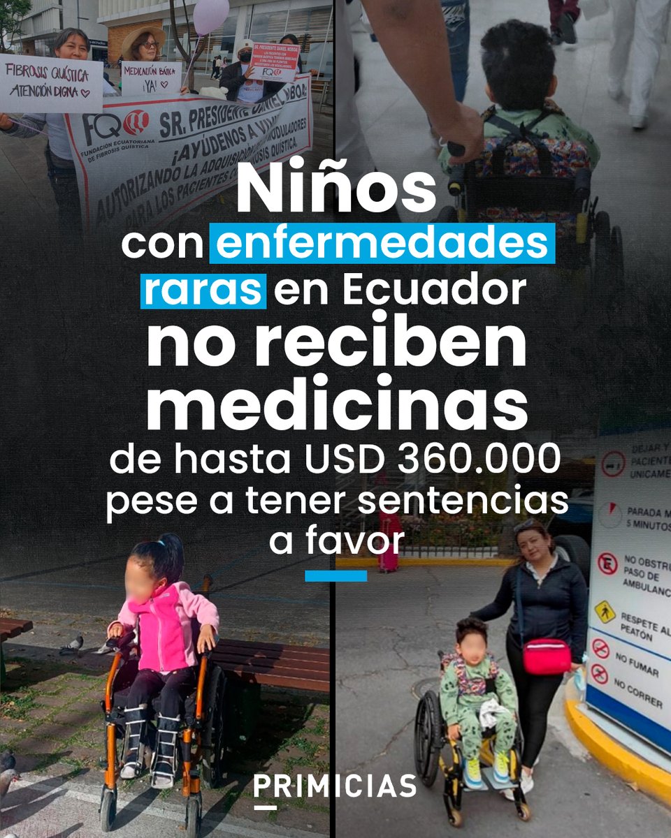 Primicias's tweet photo. "Lloramos de felicidad al ganar la acción de protección, pero ahora lloramos de frustración". El testimonio evidencia el drama de niños con condiciones genéticas en Ecuador. La inacción del sistema público impide cumplir las sentencias a su favor y los deja sin acceso a tratamientos millonarios que su vida requiere con urgencia. https://t.co/ff1gfNzdFJ