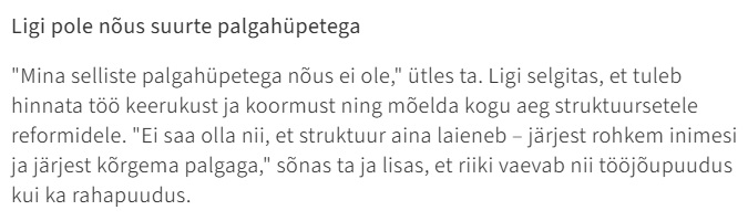 JLuht's tweet photo. Keerukus, koormus ja riskantsus. Ligi teenib ministrina suurusjärk 5x rohkem kui päästja. Ukrainas rindel teenib sõdur 2x rohkem kui staabiohvitser. Keerulised ajad teevad korrektuuri. Peegeldab karjääripoliitikute mõttemaailma. https://t.co/AmQYJxDvZT