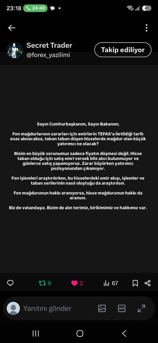 rktm2010's tweet photo. @abakingurlek @RTErdogan Sayın bakanım fon hisselerinde yer alan bizler de çok mağduruz paramız eridi teranın fonundaki hisselere de çözüm bulunacak inşallah https://t.co/52zlMVB8VS