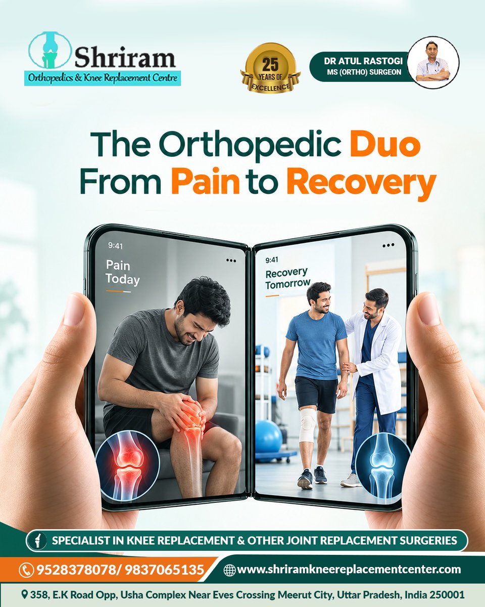 ShriramKRC's tweet photo. Two screens. One powerful transformation.
From “Pain Today” to “Recovery Tomorrow” — the Orthopaedic Duo that puts the journey from knee pain to better mobility in focus.
#PainToRecovery #KneePain #shriramkneereplacementcentre #OrthopaedicCare #JointHealth https://t.co/oOSwEqU16L