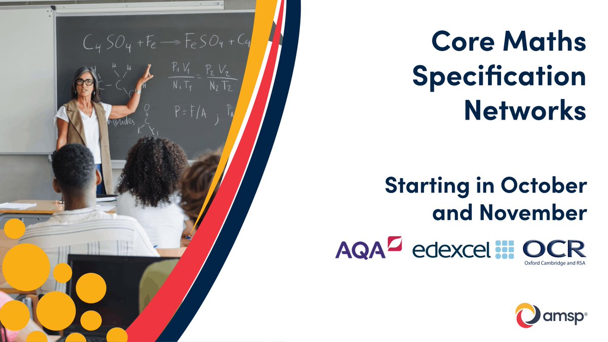 Advanced_Maths's tweet photo. Teaching Core Maths?

Join fellow teachers to share ideas, discuss classroom challenges and explore practical approaches that can support your students.

Find out more about our free Core Maths Specification Networks:

https://t.co/gXjPQDdild

#CoreMaths https://t.co/maiyCOWatm