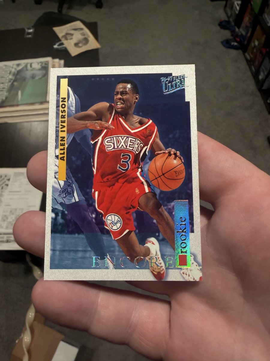CardsStory's tweet photo. 1996 Fleer Ultra Encore Allen Iverson RC 

Take for $5 PWE https://t.co/zsrxp7pPCW