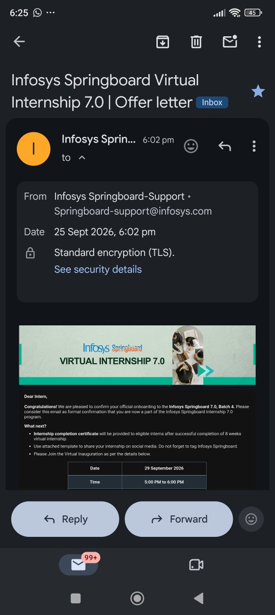 Apoorva2626's tweet photo. Excited to share that I've been selected for the Infosys Springboard Virtual Internship 7.0 (Batch 4)! Looking forward to learning, growing, and gaining hands-on experience over the next 8 weeks. 🚀✨
​#InfosysSpringboard #VirtualInternship #CareerGrowth #LearningNeverStops https://t.co/OykAWG7MXZ