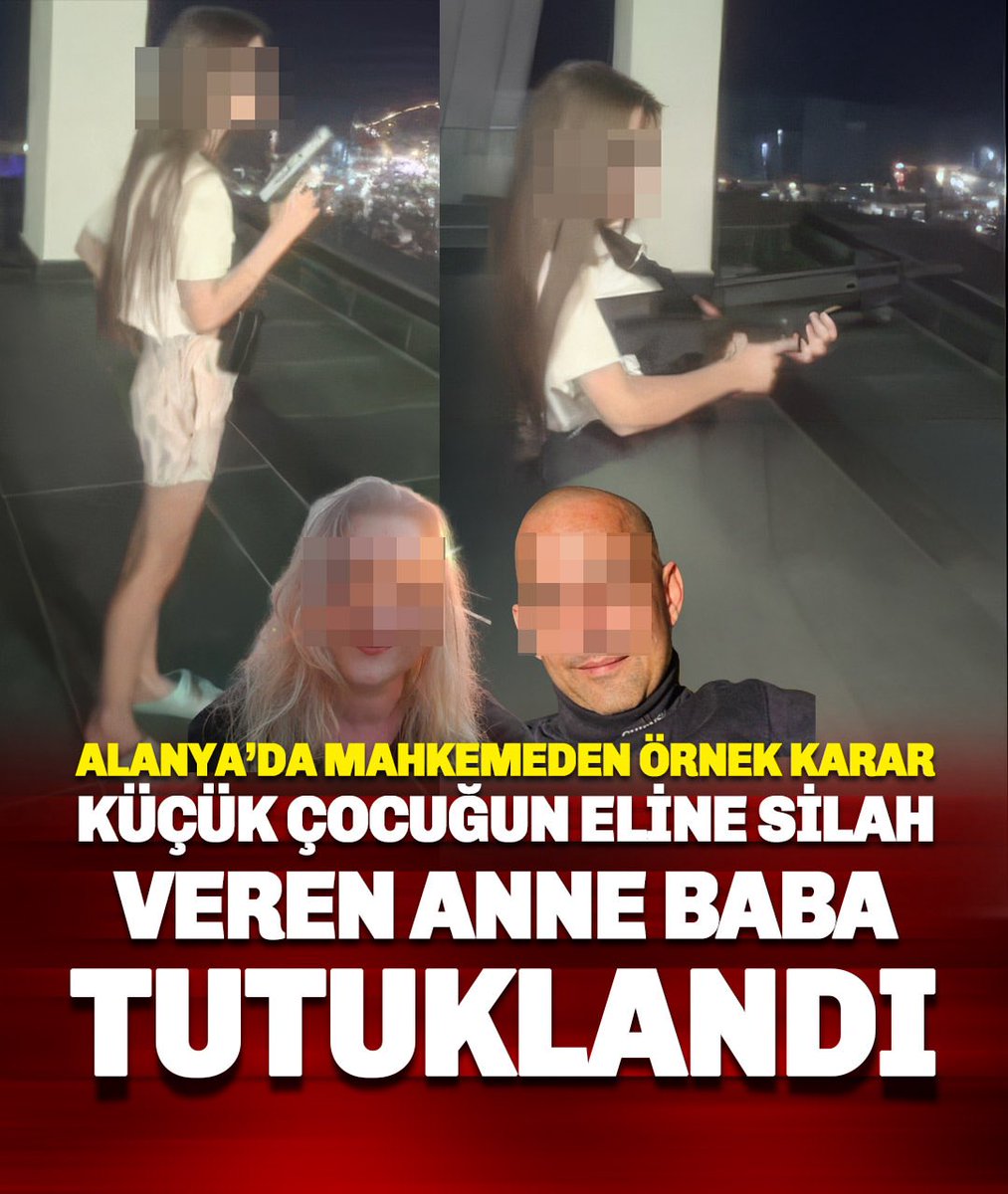 haydarozkan06's tweet photo. ALANYA’DA 11 YAŞINDAKİ ÇOCUĞUN ELİNE SİLAH VEREN, ANNE VE BABA TUTUKLANDI!

Bu çok önemli bir karardır.

Çocukların eline silah vererek şiddete özendiren, ebeveynleri gördüğünüzde, bu emsal karar ile şikayet ederek, ileride oluşabilecek bir şiddetin veya katliamın önüne geçebilirsiniz.