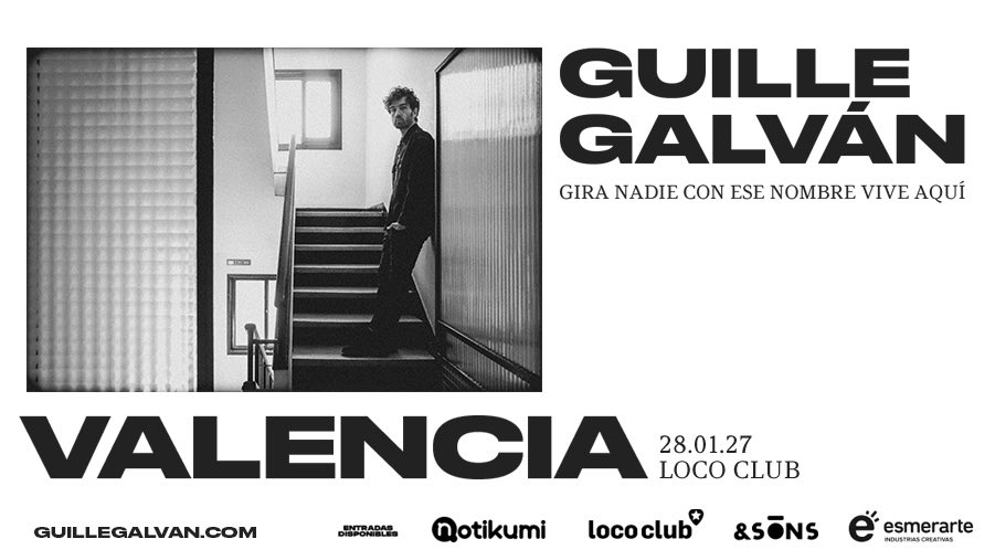 Redaccionatomic's tweet photo. 🎸 Uno de los discos más especiales del 2026 tenía que sonar en València: Guille Galván presenta “Nadie con ese nombre vive aquí” el 28 de enero del 2027, en el Loco Club. 

🎟️ Entradas: https://t.co/oiDCWBC2It https://t.co/ivzyBuwWfg