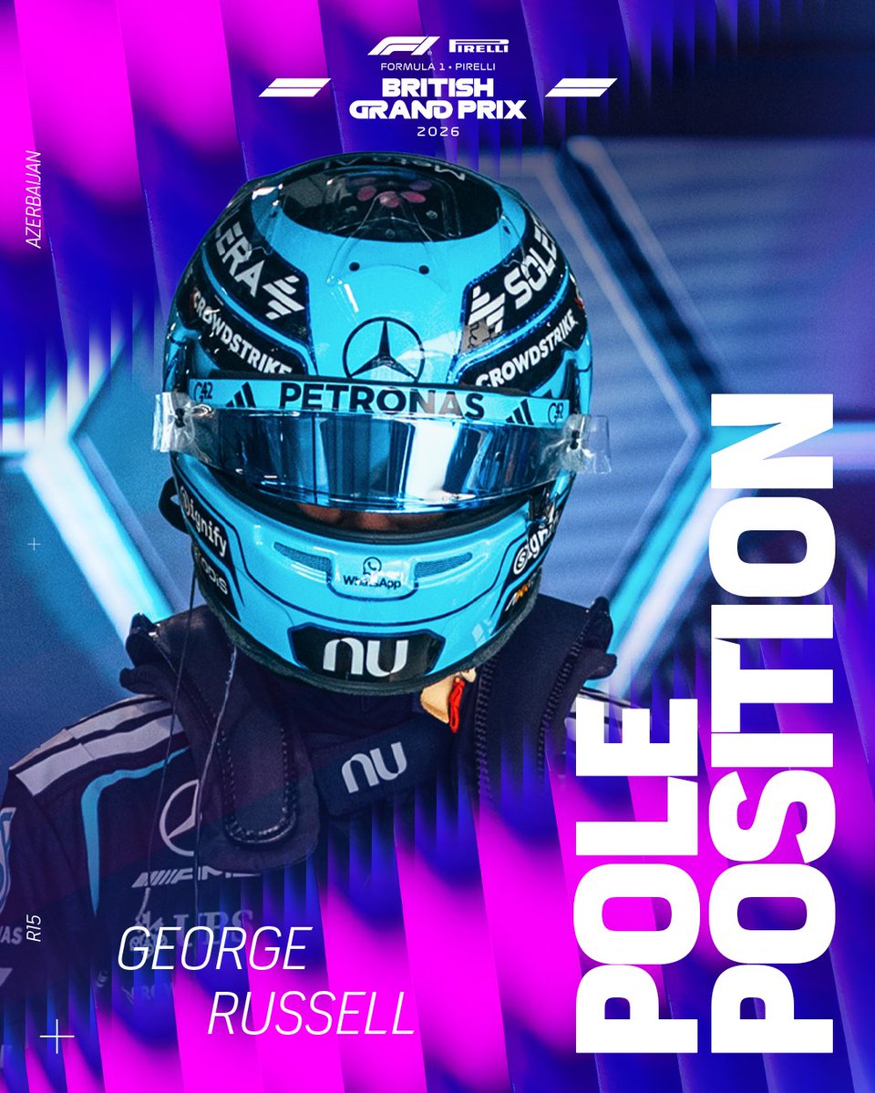 SilverstoneUK's tweet photo. GEORGE RUSSELL TAKES POLE IN BAKU 👏

#AzerbaijanGP #F1 https://t.co/p1pu8pir4H