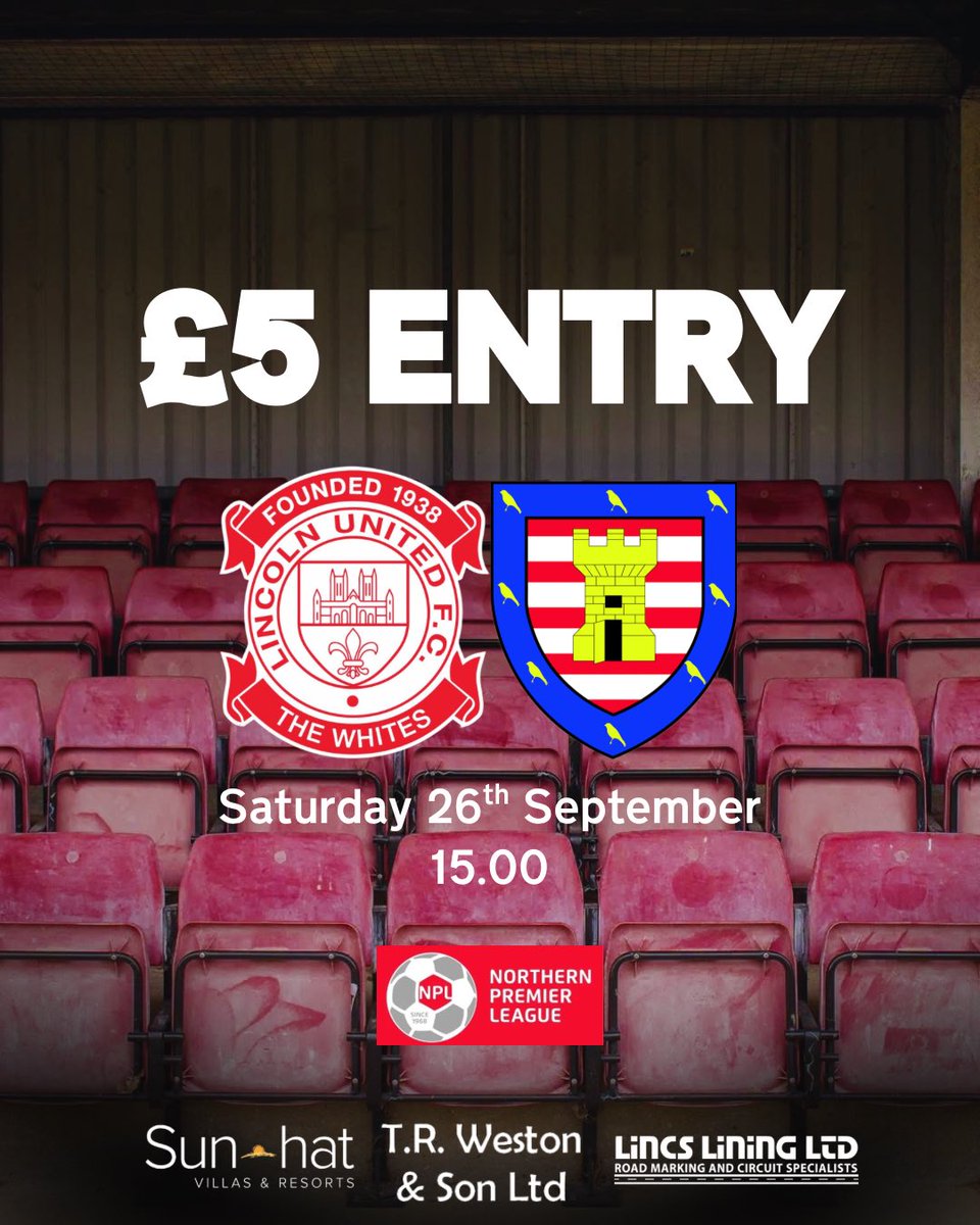 LincolnUnited's tweet photo. A 𝐑𝐄𝐌𝐈𝐍𝐃𝐄𝐑 our game Vs @MorpethTownAFC  tomorrow is just £5 for 𝐚𝐥𝐥 𝐚𝐝𝐮𝐥𝐭𝐬.
U16 £1

See you there

#TheWhites 🤍 https://t.co/h558Z391g2