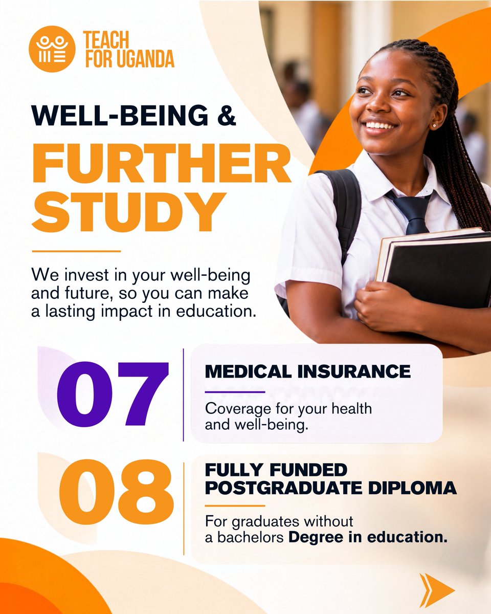 TeachForUganda's tweet photo. 2/2

Are you a female STEM graduate aged 22–27 with a minimum CGPA of 3.0?

The Teach For Uganda STEM Fellowship could be your next step,  giving you classroom experience, leadership development, mentorship and opportunities to grow as a STEM leader.

📅 Apply by 14 October 2026
🔗 https://t.co/6g5dlmyn6u

📞 +256 782 872 023
📧 recruitment@teachforuganda.org

#TeachForUganda #STEMFellowship #WomenInSTEM #LeadersInTeaching