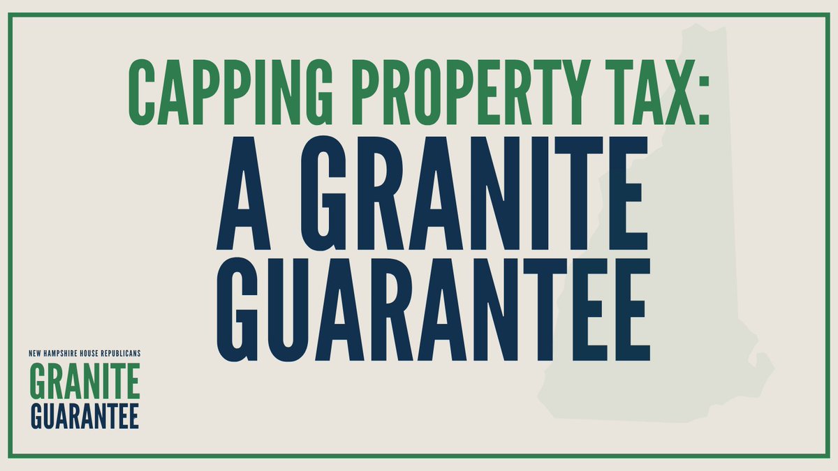 NHHouseGOP's tweet photo. A new survey shows NH Voters overwhelmingly support the property tax cap question.

When Republicans warned Granite Staters were being taxed out of their homes, Democrats laughed.

Republicans delivered while Democrats laughed.

Capping property taxes. It's a Granite Guarantee. https://t.co/WPiL6U0822