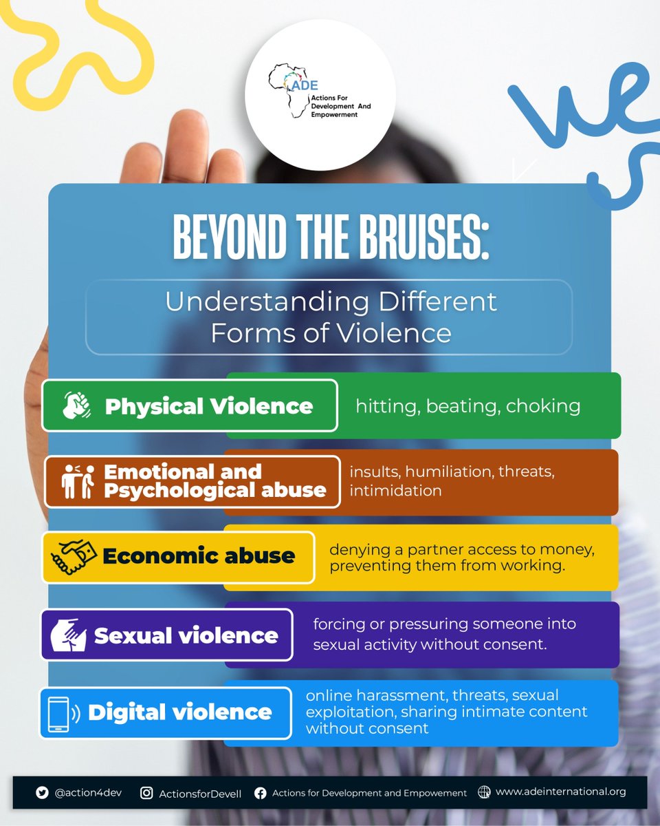 actions4dev's tweet photo. BEYOND THE BRUISES 🚫✋🏾

Violence doesn’t have to leave a mark to be dangerous. Physical, emotional, economic, sexual &amp; digital violence should never be normalised. https://t.co/AO1jk5ZRIS