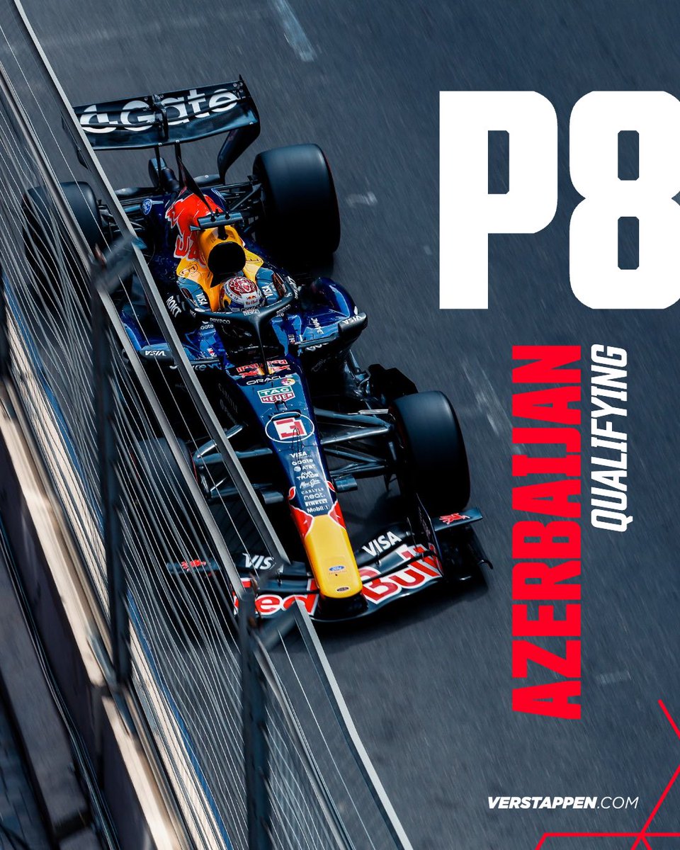VerstappenCOM's tweet photo. Max qualifies P8 in Baku ⏱️🏁

 #AzerbaijanGP https://t.co/1XjIaTKEID