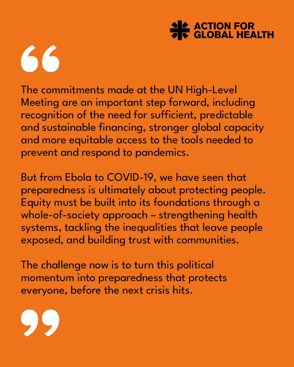 AFGHnetwork's tweet photo. Today, world leaders meet at the UN to agree the next steps on pandemic prevention, preparedness and response.
Preparedness must protect everyone. Equity must be built into its foundations.
Our reaction to today’s #PPPR High-Level Meeting 👇
#UNGA81 https://t.co/09KsPa9Lek