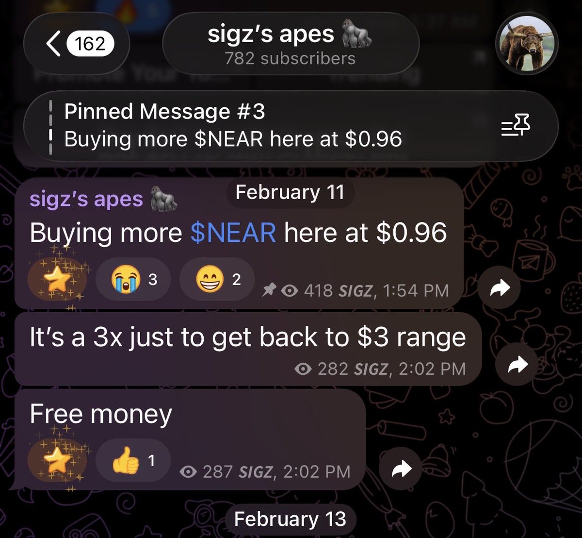 sigz_figures's tweet photo. I called near:native at $0.96 in my Telegram channel on February 11th, 2026 - almost exactly at the cycle bottom.

Fast forward to today: 5x+ from that call.

A generational entry with size.

$12.00 next. NFA ofc 🙈 https://t.co/BcbSMgnWpT