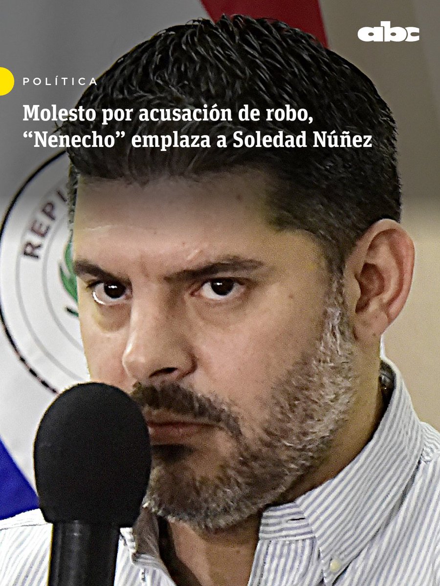 ABCDigital's tweet photo. 🚨 “Nenecho” emplaza a Soledad Núñez por una acusación de robo

🗣️ El exintendente de Asunción reaccionó a una publicación de Núñez y le dio un plazo para eliminar el contenido.

⚠️ “Nenecho” advirtió que, de no hacerlo, habrá consecuencias.

🔴Canal de WhatsApp: https://t.co/7g4sFrySuw

https://t.co/UZxVHF2IU4