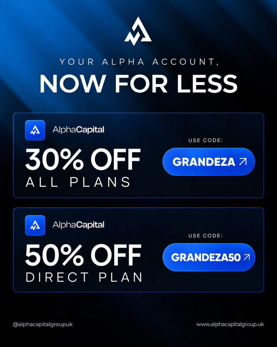 Grandeza_trades's tweet photo. 🚨 OFFICIAL PARTNERSHIP ANNOUNCEMENT 🚨

I’m proud to officially announce that Grandeza_trades × Alpha Capital are now partners! 🤝🔥

A new chapter begins. 📈

I’ll be bringing you updates, opportunities, and exclusive offers through this partnership.

If you’re looking for a prop firm to explore, you can check them out here and get 50% any account size with the code = GRANDEZA50👇

🔗 https://t.co/pzcFRlomyd

Big things ahead. 🚀
#AlphaCapital